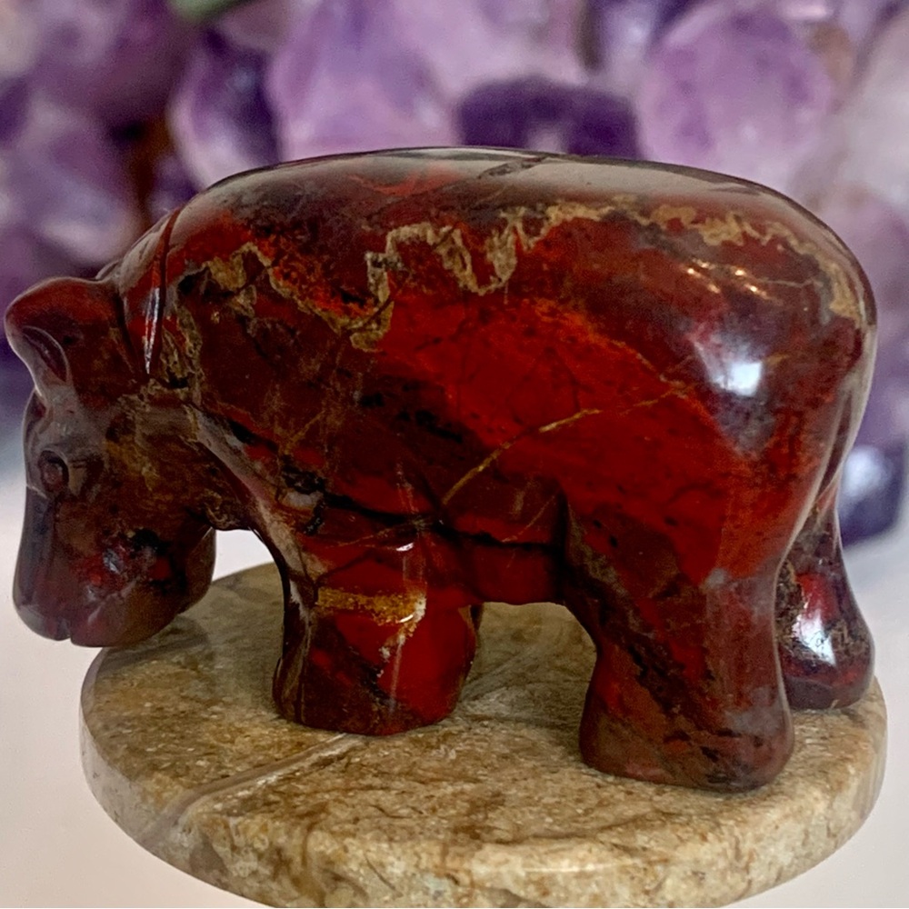 Red Tiger Iron Carved Stone Bear Crystal Carving Animal Figurine Rare 2" READ - Picture 11 of 16